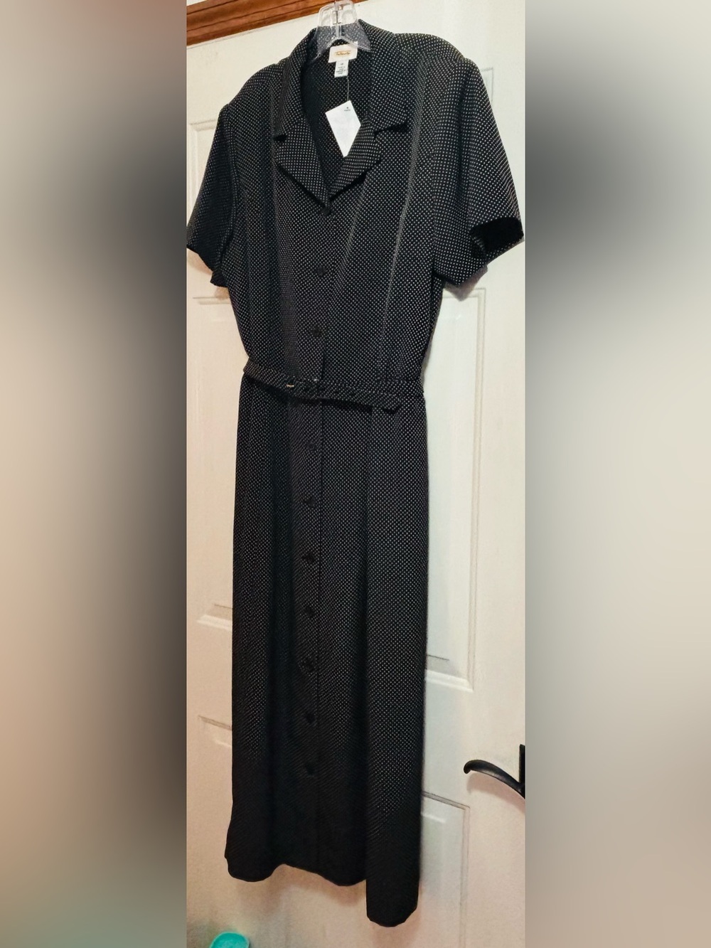 Talbots Black Polka Dot Button-Front Midi Dress with Belt—Think “I Love Lucy!”